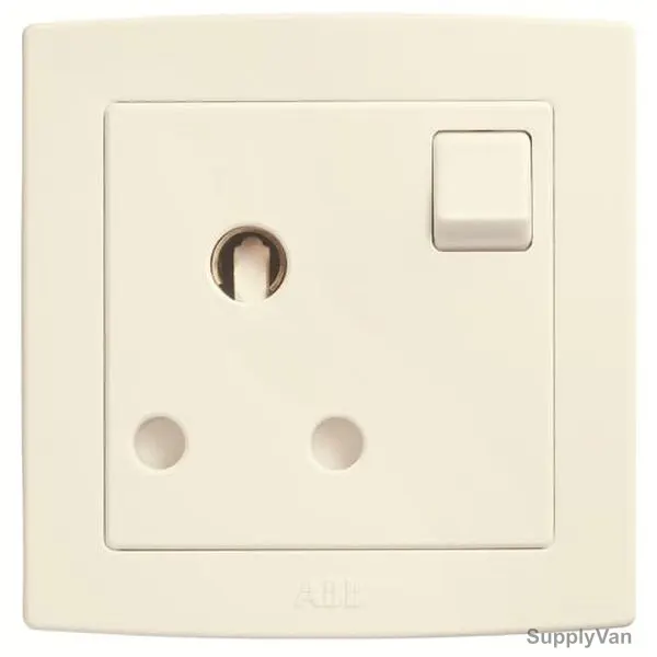 ABB Single Pole Round Pin Switched Socket, AC209-82, Concept BS, 1 Gang, 250V, 15A, Ivory White