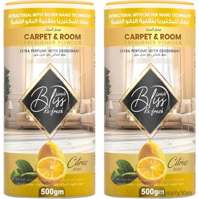 Swish Super Bliss Fresh Carpet Deodorizer and Room Freshener Powder, Fresh Citrus, 500GM, 2 Pcs/Pack — image 1