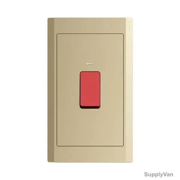 Abb DP Switch With Neon, BL143-PG, Inora, 1 Gang, 1 Way, 45AX, Royal Gold — image 1