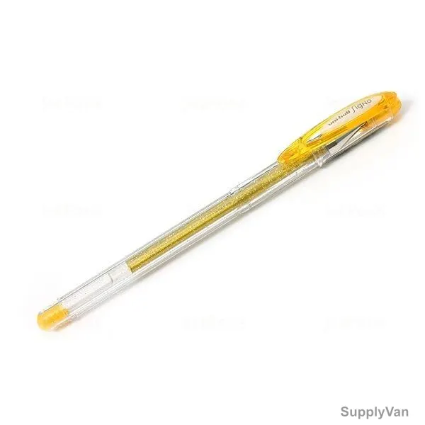 Uni-Ball Glitter Gel Ink Pen, UM120SP-GD, Signo Sparkling, 1.0MM Tip, Gold, 12 Pcs/Pack