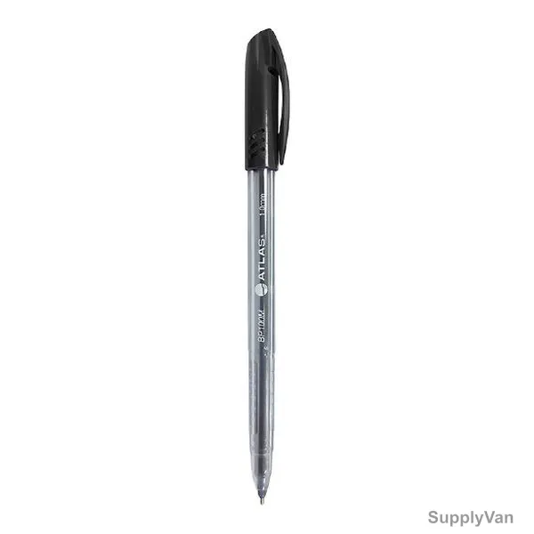 Atlas Ball Point Pen, AS-BP100F-BK, 0.7MM Tip, Black, 10 Pcs/Pack