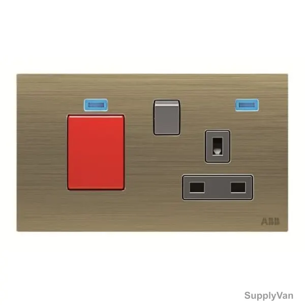 ABB Double Pole Switched Socket W/ Cooker Control Unit, AM118147-AG, Millenium, 1 Gang, 13A, Antique Gold