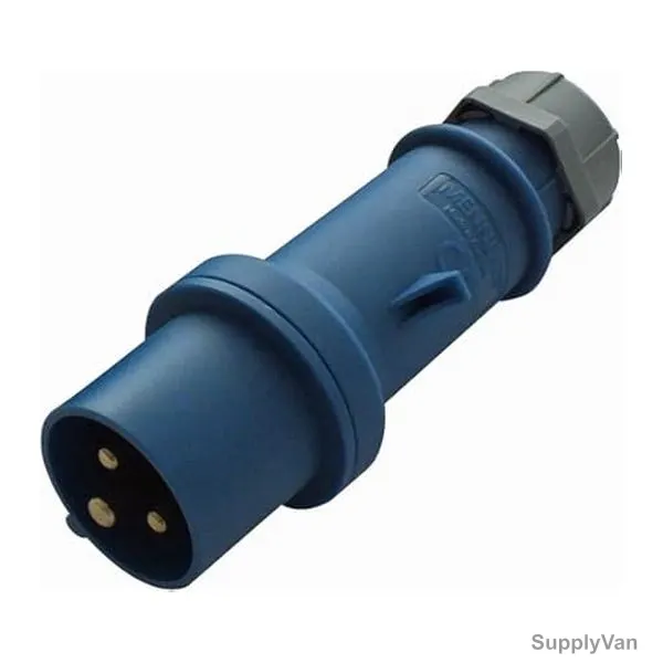 Mennekes Pin and Sleeve Plug, 1341, IP44, 3 Pole, 230V, 16A, Blue