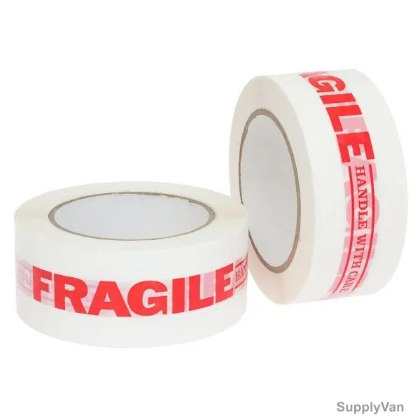 Fragile Tape, 48MM x 70 Yard, White/Red, 36 Pcs/Pack