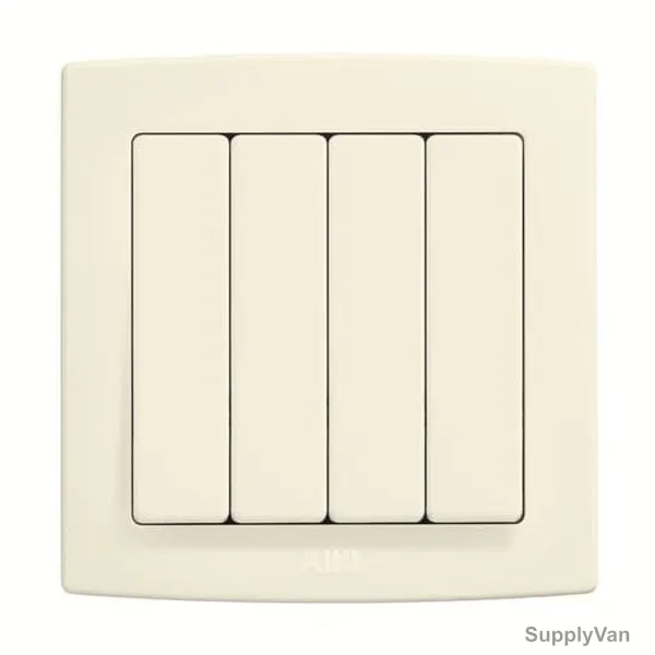 ABB Electrical Switch, AC104-82, Concept BS, 4 Gang, 1 Way, 250V, 10A, Ivory White