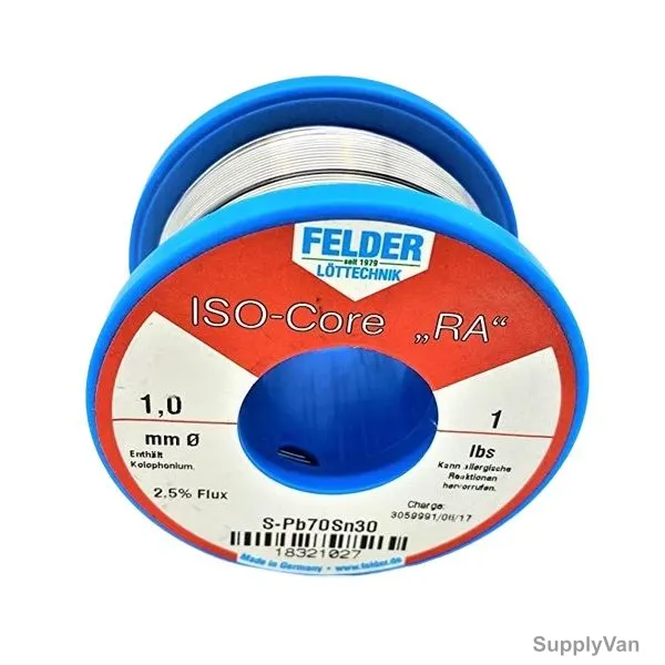 Felder Soft Soldering Wire, 18321027, Iso-Core RA, 1MM Dia, 454GM