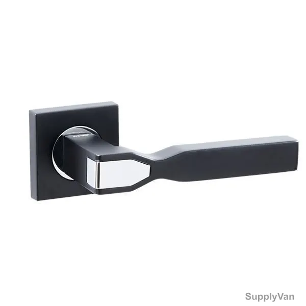 Doganlar Door Handle, Kuantum, Zinc, Matte Black and Chrome