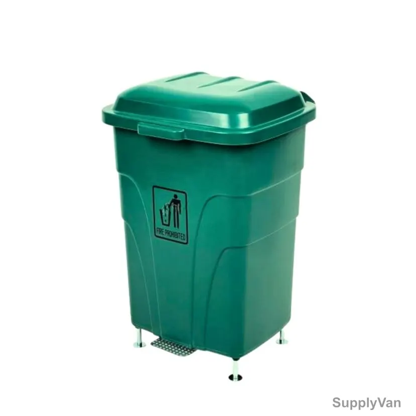 Akc Heavy Duty Garbage Bin With Pedal, GC09G-70, Plastic, 70 Ltrs, Green