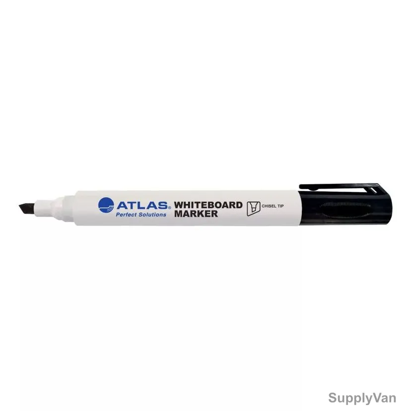 Atlas White Board Marker, AS-MW100-BK, 2.2-2.8MM Tip Size, Black, 12 Pcs/Pack