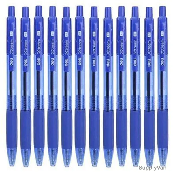 Deli Retractable Ball Pen, Xtream, 0.7MM Tip Size, Blue, 12 Pcs/Pack