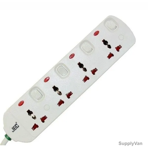 JEC 4 Ways Extension Socket, EX-5643-3, 3 Mtrs, White