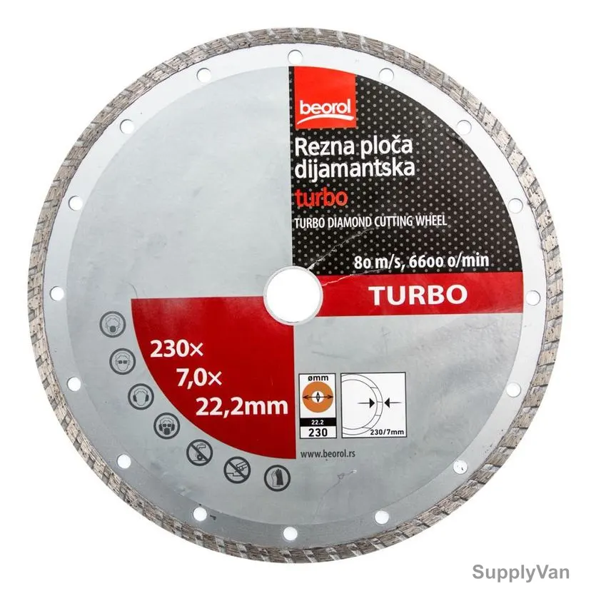 Beorol Turbo Diamond Cutting Disc, RPDT230, 230MM