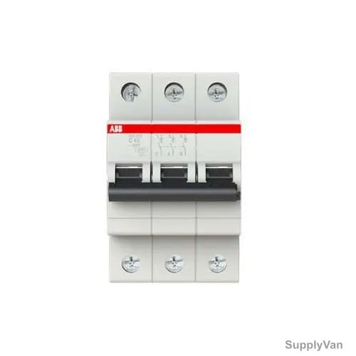 ABB Miniature Circuit Breaker, SH203-C63, Curve Type C, 3 Pole, 6kA, 63A
