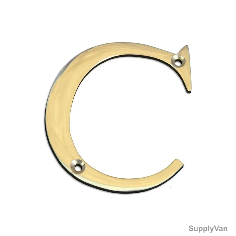 Brass Plated House Door Letter "C", KT-1993, 2 Inch, Aluminium, Gold