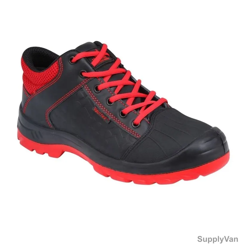 Vaultex High Ankle Steel Toe Safety Shoes, AGO, Leather, Size38, Black/Red