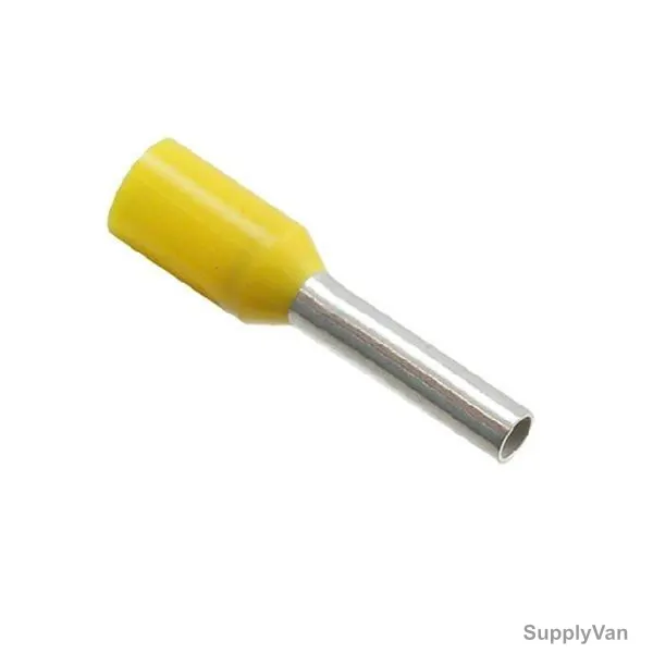 Bootlace Ferrule, E1008, 18 AWG, 1 SQ.MM x 8MM Length, Yellow, 100 Pcs/Pack