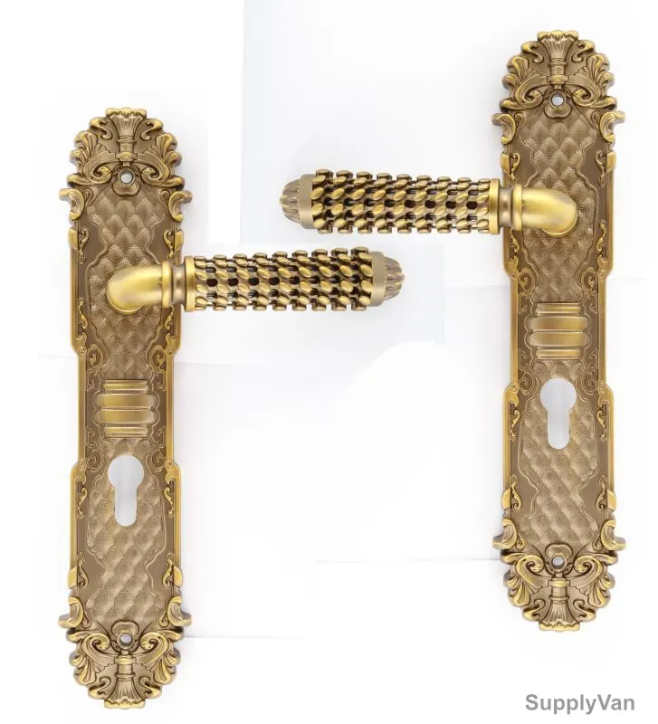 APT Lever Handle with lock, SAF-17, Brass Material, Gold Colour