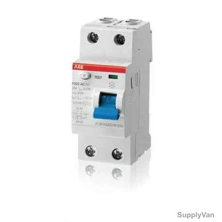 Abb Residual Current Circuit Breaker, F202AC-100-0-1-IEC, 2P, 100mA, 100A
