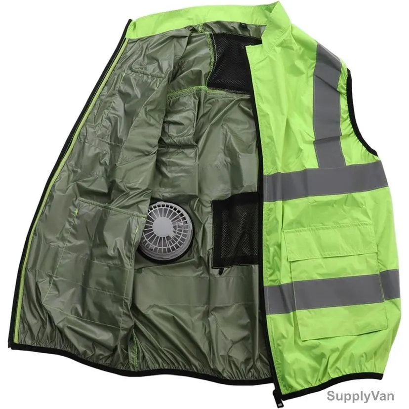 Broleo Cooling Safety Vest With 2 Fans, Polyester, Free Size, Neon