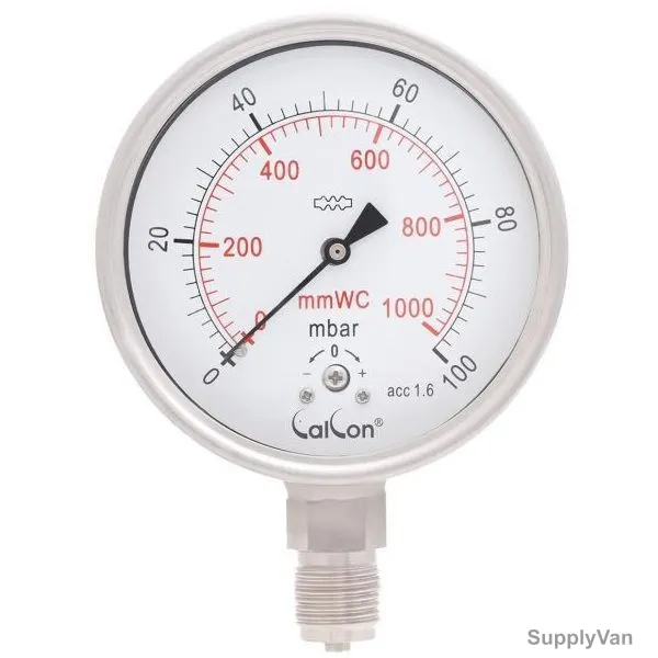Calcon Capsule Pressure Gauge, CC918A, 100MM, 1/2 Inch, BSP, 0-100 Mbar — image 1