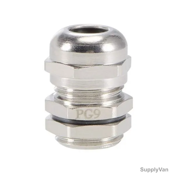Metal Gland, PG-9, 19-28MM Cable Size, Silver, 100 Pcs/Pack