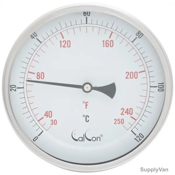 Calcon Bi-Metal Temperature Gauge, CCTE18, 150x300MM, 1/2 Inch, NPT, 0-120 Deg. C