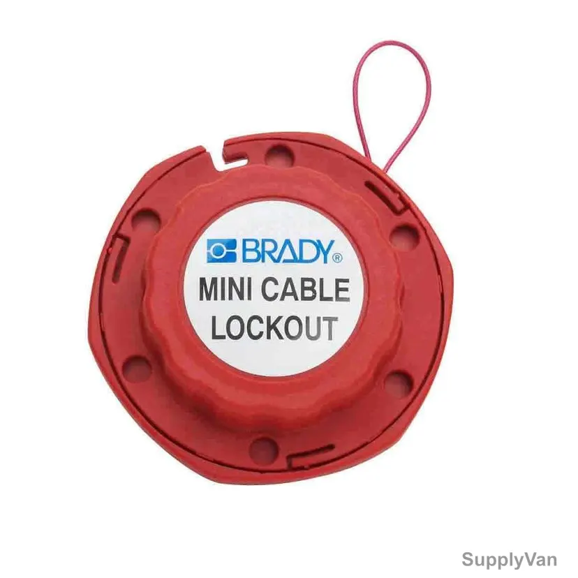 Brady Mini Cable Lockout With Steel Cable, Glass-Filled Nylon, 101.60MM Dia, Red