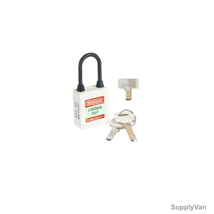 Loto-Lok Three Point Traceability Lockout Padlock, 3PTPWKDMKN40, Nylon, 40 x 5MM, White