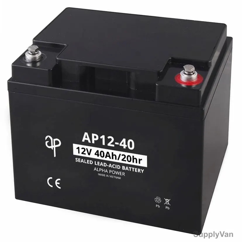 Alpha Power VRLA AGM Battery, AP12-40, 12V, 40Ah