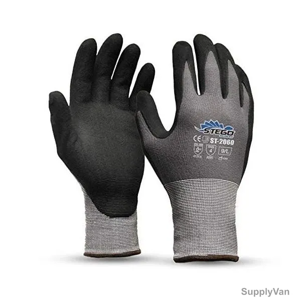 Stego Mechnaical and Multipurpose Safety Gloves, ST-2060, Tacti Series, Nitrile/Nylon, L, Grey