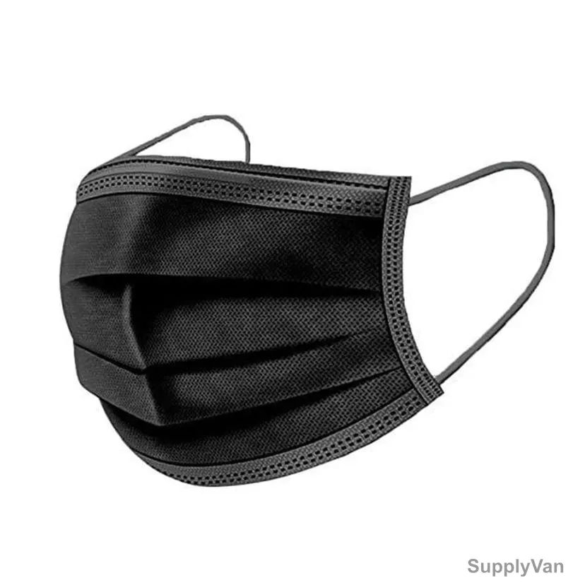 Disposable Face Mask, FM3PLYB, 3 Ply, Black, 50 Pcs/Pack — image 1