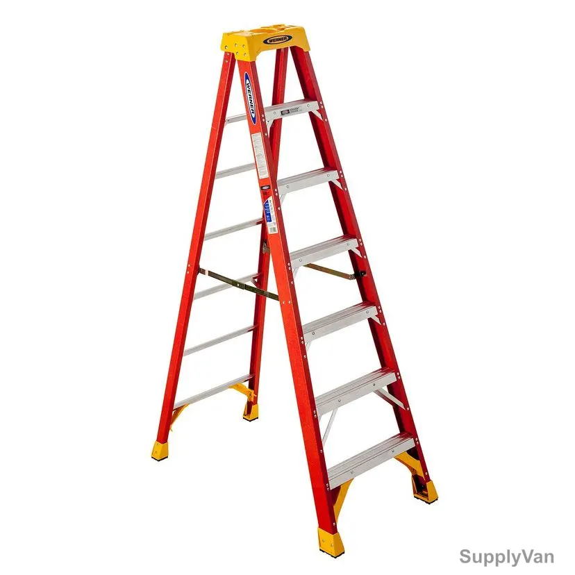 Werner Single Sided Step Ladder, 6207, Fiberglass, 7 Feet Height, 136 Kg Weight Capacity