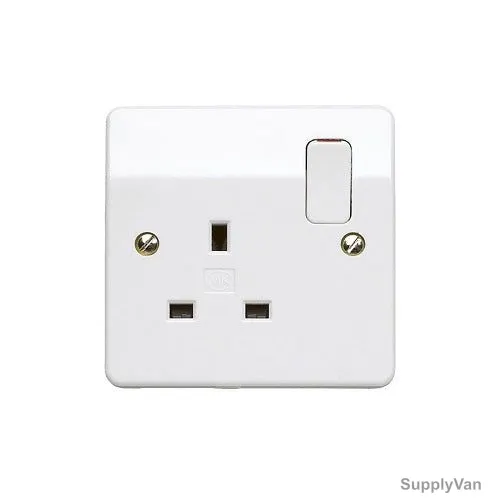Mk Dual Pole Switch Socket, K2757WHI, Logic Plus, Thermoset Plastic, IP2X, 1 Gang, 13A, White