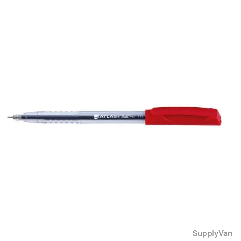 Atlas Ball Point Pen, AS-BP100F-RD-50P, 0.7MM Tip, Red, 50 Pcs/Pack