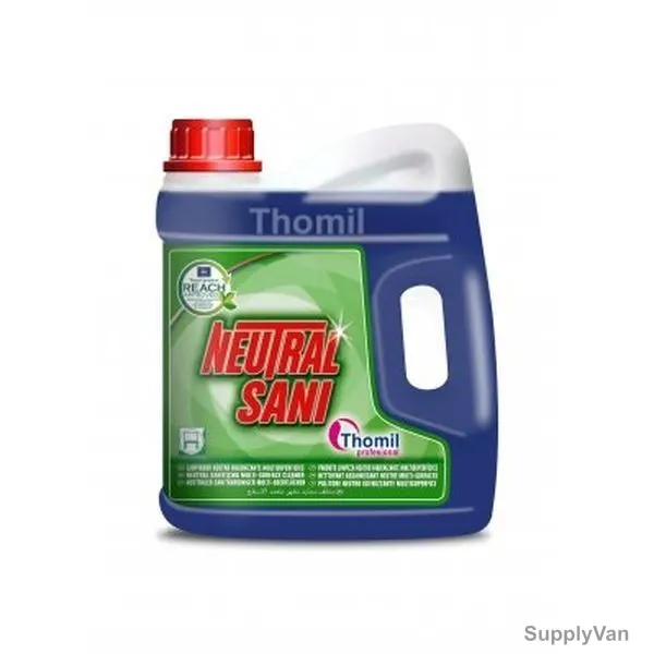 Thomil Neutral Sani Neutral Sanitizing Multi-surface Cleaner, TSMF087, Marine Scented, 4 Litre, Blue, PK4