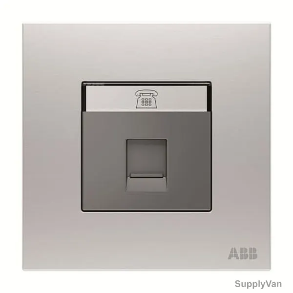 ABB Telephone Socket, AM32144-ST, Millenium, 4P, 1 Gang, RJ11, Stainless Steel