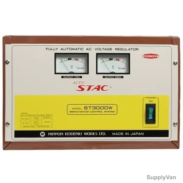 Auto Stac High Power Full Automatic AC Voltage Regulator, ST3000W, 3000VA, Brown