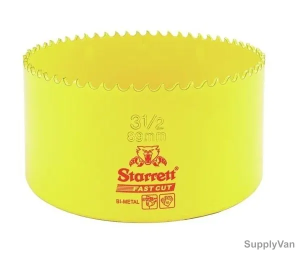 Starrett Hole Saw, FCH0312, High Speed Steel, 89MM, 5.5 TPI, Yellow