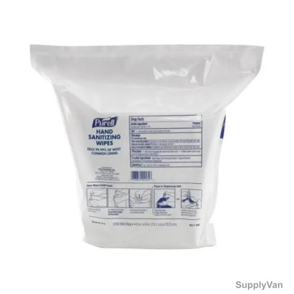 Purell Hand Sanitizing Wipes Refill Bag, 9118-02, White, 1200 Pcs/Pack