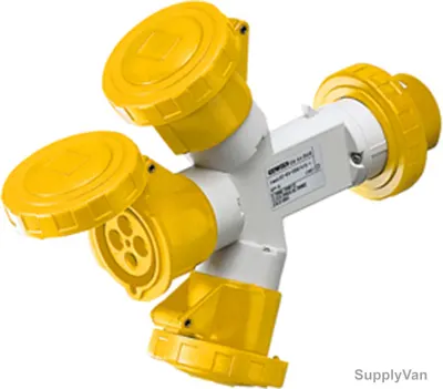 Gewiss Multiple Socket Coupler, GW64022, 16A, 2P+E, White-Yellow