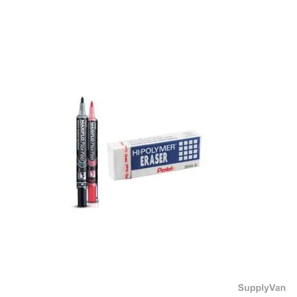 Pentel Flex-Feel White Board Marker, PE-MWL5SBF-2E, Maxiflo, Assorted Colors, 3 Pcs/Set