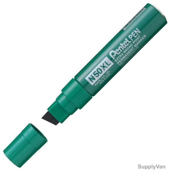 Pentel Xtra Broad Point Permanent Marker, PE-N50XL-D, Chisel, Green, 6 Pcs/Pack