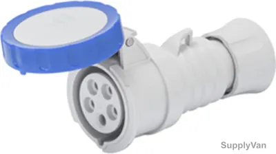 Gewiss Straight Connector, GW62016H, IP44, 32A, 3P+E, White-Blue