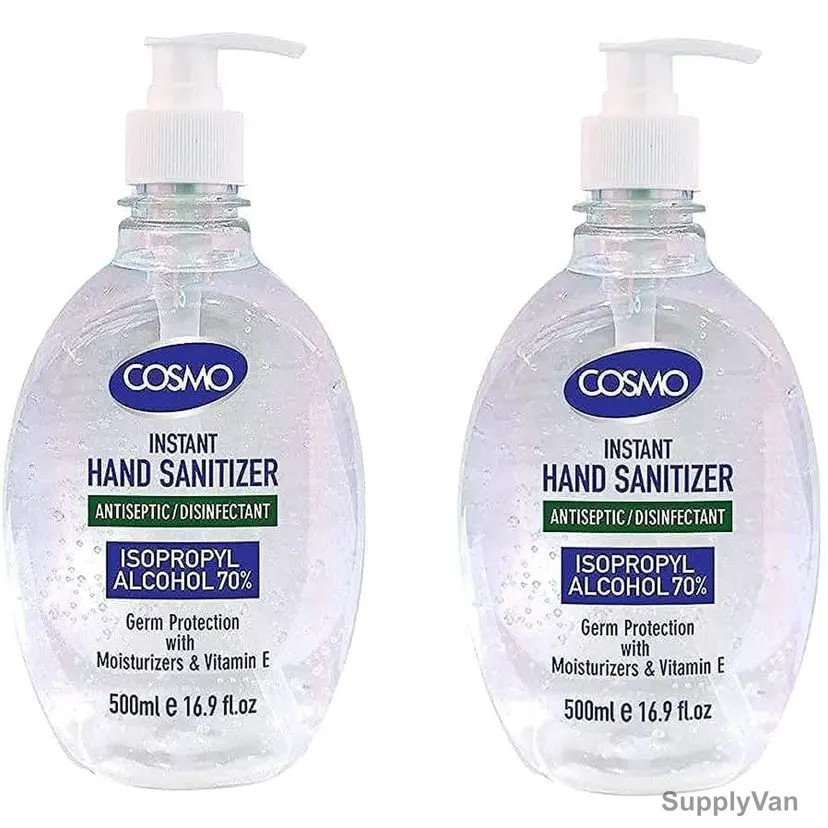 Cosmo Instant Hand Sanitizer Gel, 70% Isopropyl Alcohol, 500ML, 2 Pcs/Pack