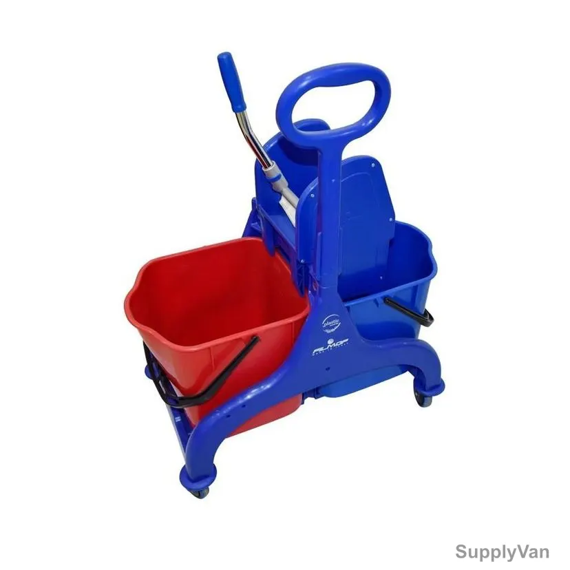Filmop Double Bucket Mop Trolley, BT19, Plastic, 50 Ltrs, Red/Blue