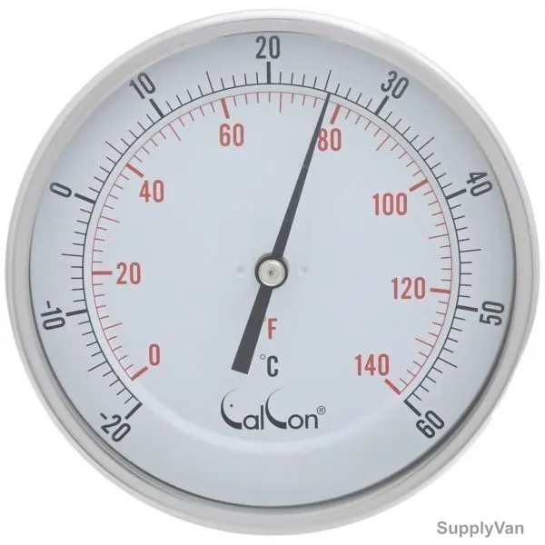 Calcon Bi-Metal Temperature Gauge, CCTE18, 125x300MM, 1/2 Inch, NPT, -20-60 Deg. C