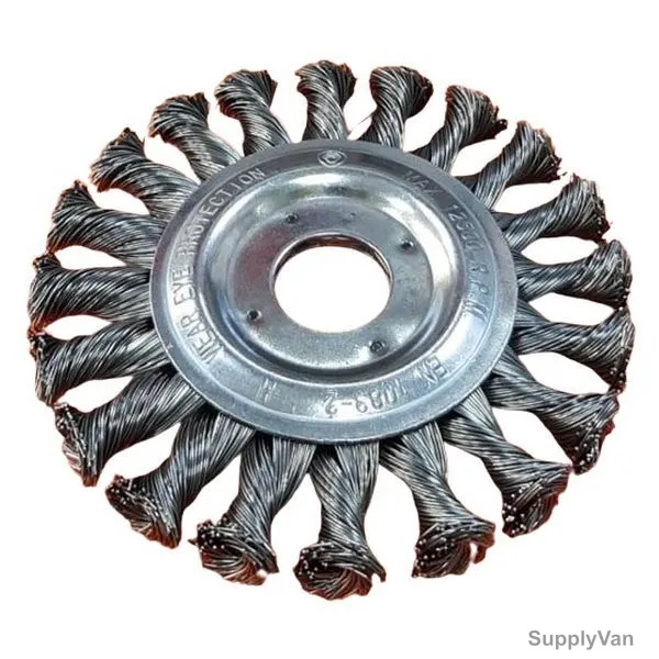 Hawk Wire Wheel Brush, WMST11522, Carbon Steel, Twist Knot, 22MM Bore Dia, 4.5 Inch Brush Dia