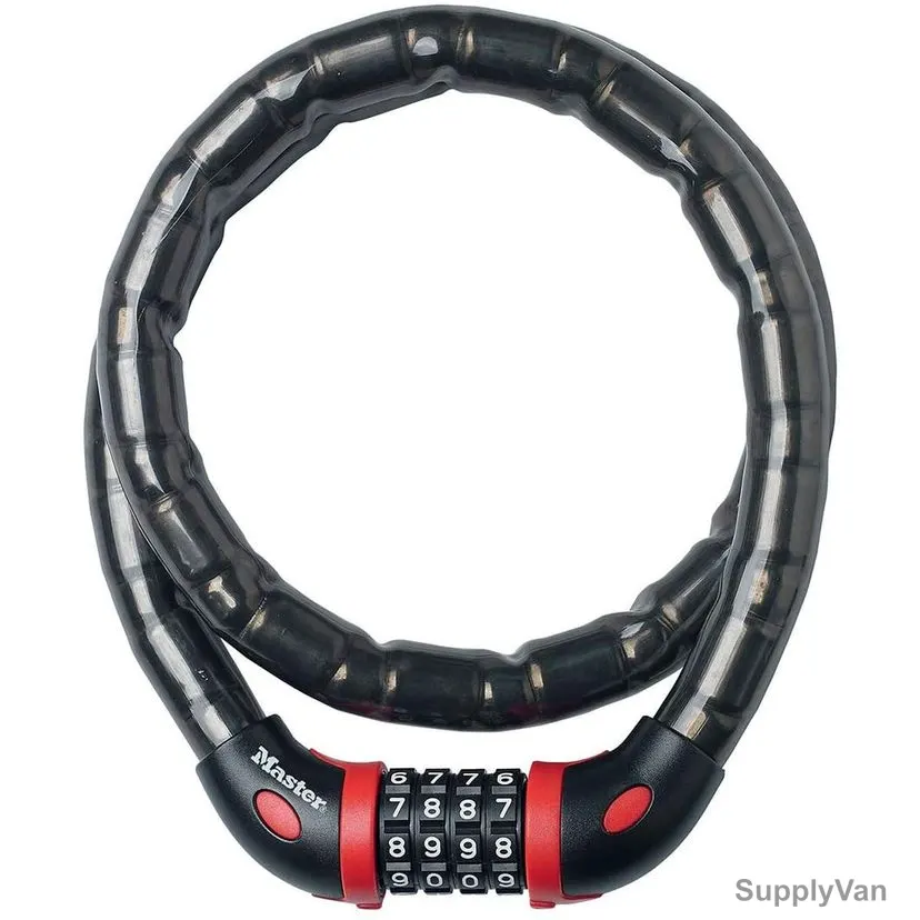 Master Lock Combination Armoured Cable Lock, 8226EURDPRO, Vinyl and Steel, 1 Mtr x 18MM, Black