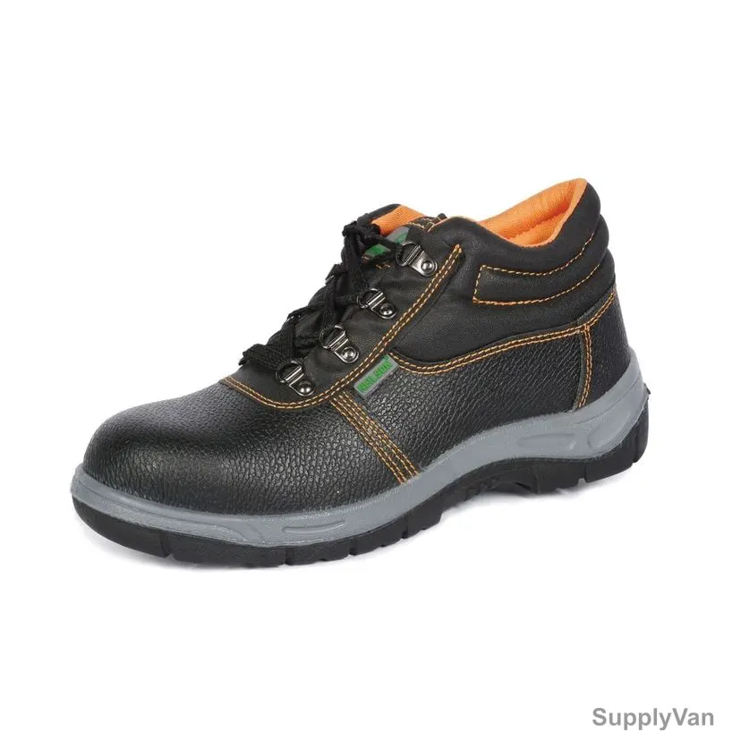 Neilson Heavy Duty High Ankle Safety Shoes, NC1, Leather, SBP, Steel Toe, Size38, Black/Grey