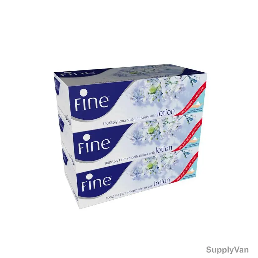 Fine Facial Tissue, Extra Smooth, 100 Sheets x 3 Ply, White, PK3
